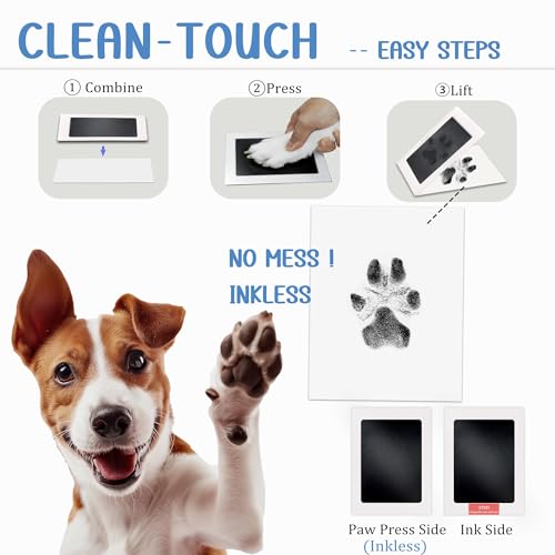 MYPAWLETS Paw Print Kit Keepsake,Ink&Clay Frame for Pet Pawprint,XL Black | Inkless Ink Pad,Soft Clay,Pet Safe,Mess-Free,Dog,Cat Paw Print Impression Kit,Nose Print,Memorial,DIY Gifts for Pet Owners - color: Extra Large-Black