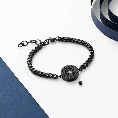 constantlife Compass Urn Bracelet for Ashes Stainless Steel Adjustable Link Bangle Cremation Keepsake Loved Ones Memorial Jewelry for Women Men - color: Black