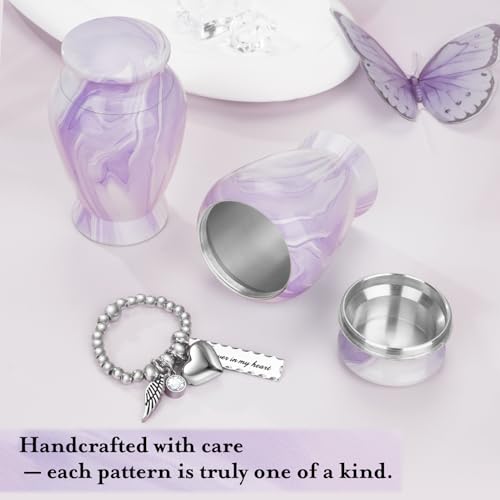 Dletay Small Urns for Human Ashes Keepsake 2.85 Inches Memorial Mini Cremation Urn for Women Men Aluminum Decorative Funeral Urns - Light Purple