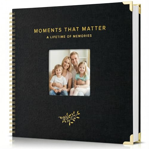 Beautiful Linen Scrapbook Photo Album 10"x10" - 40-Page Blank Guest Book | Perfect to Preserve Special Memories of Family, Weddings, Birthdays and Baby Showers - Timeless Keepsake for Every Home - color: Black