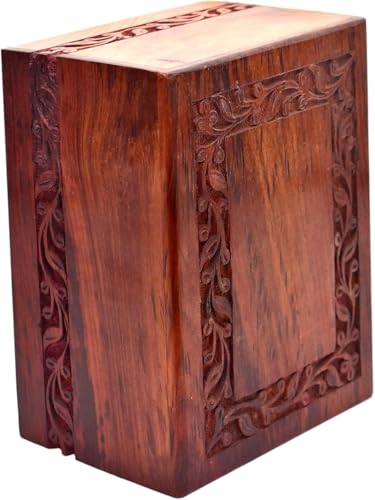 SOULURNS Border Engraved Wooden Urn for Human Ashes - Rosewood Cremation Urn for Adult Male or Female (Nested Set of 4) - size: Nested Set of 4