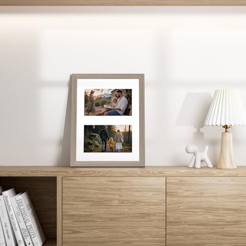Vittanly 8.5x11 Collage Picture Frame, Displays 2Pcs 5x7 Photos - color: Light Taupe, size: 8.5x11