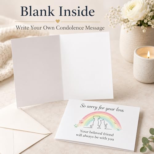 Pet Sympathy Card for Loss of Dog, Sorry for Your Loss Pet Memorial Card with Envelope, Rainbow Bridge Condolence Greeting Card, Bereavement Gift for Grieving Pet Owners