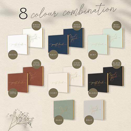 Black Wedding Guest Book — Gold-Foiled Blank Guest Book for Wedding Reception, Funeral Guest & Baby Shower to Sign in — Linen Photo & Polaroid Guest Book, Elegant Guestbook - color: Black, size: No Date