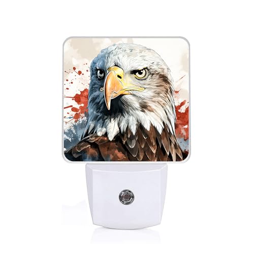 American Flag Eagle Night Light,Plug-in Night Lights with Dusk-to-Dawn Sensor for Bedroom,Bathroom and Living Room Sleep Friendly lamp 0.5w - color: American Flag Eagle