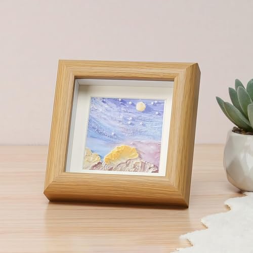 4x4 Shadow Box Picture Frame Real Glass Front , Small Shadow Box Frame Display Mini Memories, 3D Keepsakes, Badges, Medals, Tickets, Photos Collectibles & Art - Perfect for Wall or Tabletop Decor