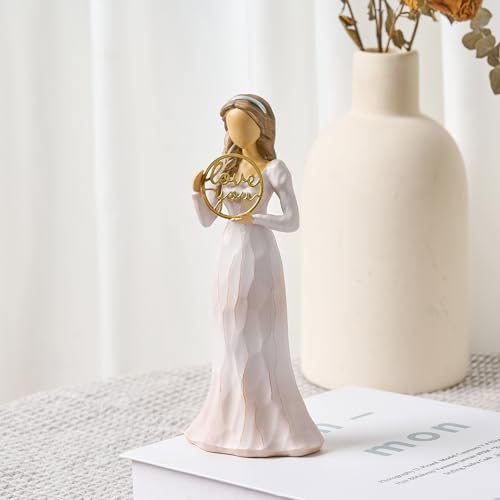 NAN ZAI NAN FANG Love You Gifts for Women Friends Coworkers | Thank You Mom Volunteer Pastor Teacher Appreciation Gifts 6.7" Resin Sculpted Hand-Painted Figurines Home Decor - style: Love You