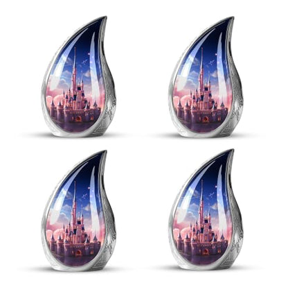 Dream Castle in The Sky - Cremation Urn for Adults - Small Urn 3 Inch | Pack of 4 - Cremation Urns for Human Ashes Adult Man & Female - Keepsake Urns for Ashes - Funeral Urn - Decorative Urn - size: Keepsake-4