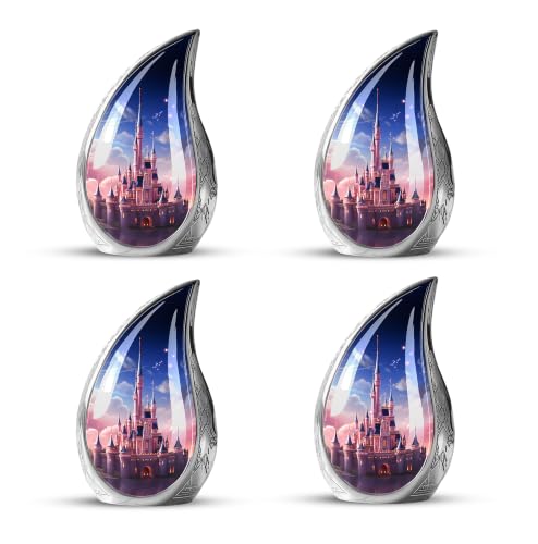 Dream Castle in The Sky - Cremation Urn for Adults - Small Urn 3 Inch | Pack of 4 - Cremation Urns for Human Ashes Adult Man & Female - Keepsake Urns for Ashes - Funeral Urn - Decorative Urn - size: Keepsake-4