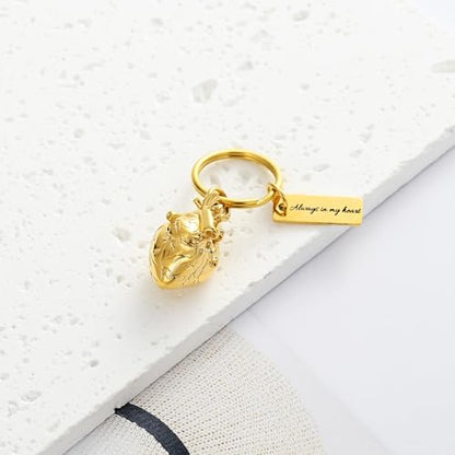 XSMZB Heart Cremation Jewelry Ashes Pendant for Human Pet Funeral Urn Necklace for Ashes Women Men Memorial Urn Jewelry - color: Gold Keychain