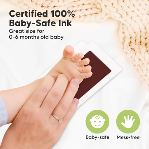 4pk Inkless Baby Hand and Footprint Kit, Mess Free Ink Pads (Auburn, R) | Newborn Keepsake, Dog Nose, Paw Print Kit, Clean Touch Ink Pads, Baby Handprints Footprints Kit, New Mom Gifts - color: Auburn, size: 4-Pack, Regular 2.3" x 3.7"