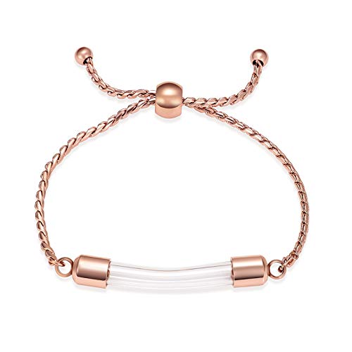 constantlife Stainless Steel Cremation Bracelet for Ashes - Transparent Glass Tube Urn Bangle Memorial Jewelry for Men Women - color: Rose Gold