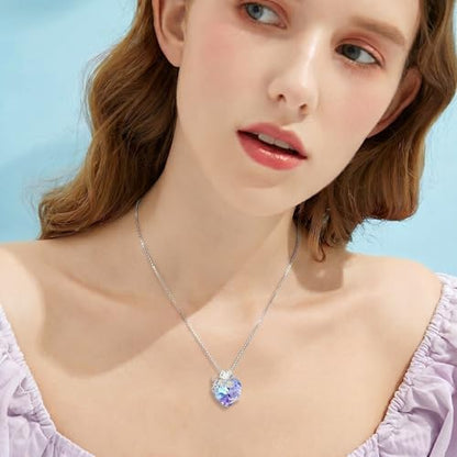 Dove/Hummingbird/Red Cardinal/Dragonfly/Butterfly Necklace 925 Sterling Silver Turquoise/Opal/MoonStone/Crystal/Malachite Bird Necklace Dove Pendant Jewelry for Women Men - color: Butterfly Crystal