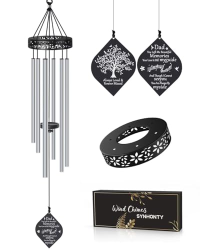 Memorial Gifts for Loss of Dad,32'' Sympathy Wind Chimes Gifts for Loss of Father, Bereavement/Condolence/Remembrance Gift, Windchimes in Memory of Dad - size: F-Silver- Dad