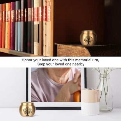 Small Urns for Human Ashes Keepsake Set of 1,Mini Urns for Ashes Made of Brass,Mini Tree of Life Urn for Pet Cremation,Hold Up to 2.3 Cubic Inches - size: 1.6''x1.4'',1pc