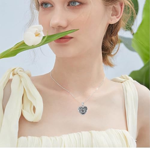 Dorunmo Locket Necklace 925 Sterling Silver Pictures Photo Keep Someone Near to You Custom Lockets Mother's Day Jewelry Personalized Photo Locket Gifts - color: J-Rose, style: Locket Only
