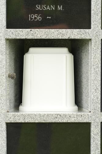 Castlegard Cremation Niche Marker | Engraved Nameplate | Durable Mausoleum & Columbarium Memorial Urn | Fits Standard Crematory Container | Made in USA (White with Nameplate)