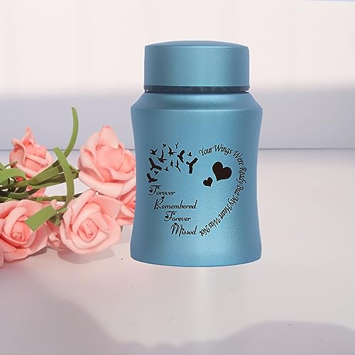 4.5 Inches High Small Urn for Human Ashes Stainless Steel Mini Cremation Urn Small Keepsake Urn Memorial Ashes Container-Blue - size: Heart-Blue
