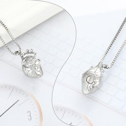 XSMZB Heart Cremation Jewelry Ashes Pendant for Human Pet Funeral Urn Necklace for Ashes Women Men Memorial Urn Jewelry - color: Silver