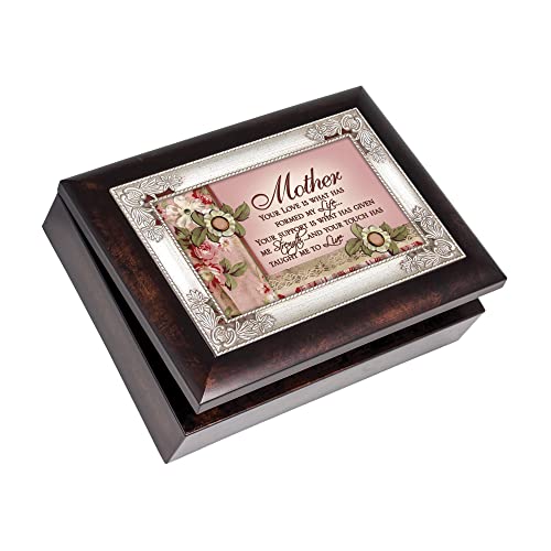 Cottage Garden Mother Your Love Has Formed My Life Burlwood Jewelry Music Box Plays Wind Beneath My Wings