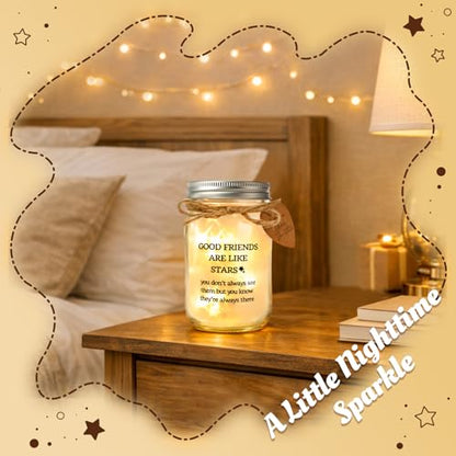 Friendship Gifts for Women - Mason Jar Night Light Unique Birthday Gifts | Unique Birthday Present, Meaningful Appreciation Keepsake, Coworker Farewell, Sentimental 15oz Glass - style: GOOD FRIENDS