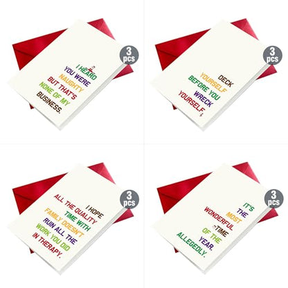 Hqulpr 25 Pack 350GSM | 8 Different Minimalist Designs | 4x5.6 Inch Christmas Cards with Envelopes, Funny Christmas Cards for Husband & Dad & Sister & Brother & Mom & Son & Daughter - color: S2- Merry Christmas