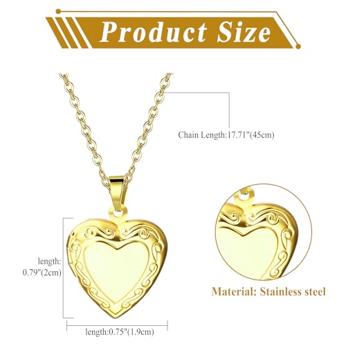 OIDEA Locket Necklace for Women: Gold Photo Lockets that Hold Picture Stainless Steel Necklace with Picture Inside Birthday Mothers Day Jewelry Gifts for Womens - color: heart- gold custom