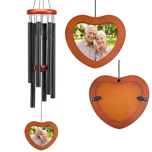 Photo Frame Design Wind Chimes for Outside Soothing Melodic Wind Chime 26" to Create a Zen Atmosphere. Sympathy/Memorial Gift, Indoor Outdoor Garden Patio Decoration - size: Black PHO 26''