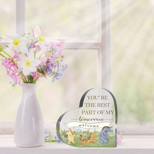 Winnie Gifts for Women You're the Best Part Decor Winnie Acrylic Heart Inspirational Quotes Motivational Gifts for Friends Coworkers Teacher Boss Desk Office Sign Plaque - style: Winnie 010
