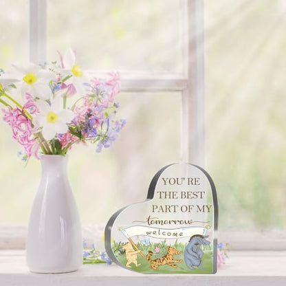 Winnie Gifts for Women You're the Best Part Decor Winnie Acrylic Heart Inspirational Quotes Motivational Gifts for Friends Coworkers Teacher Boss Desk Office Sign Plaque - style: Winnie 010