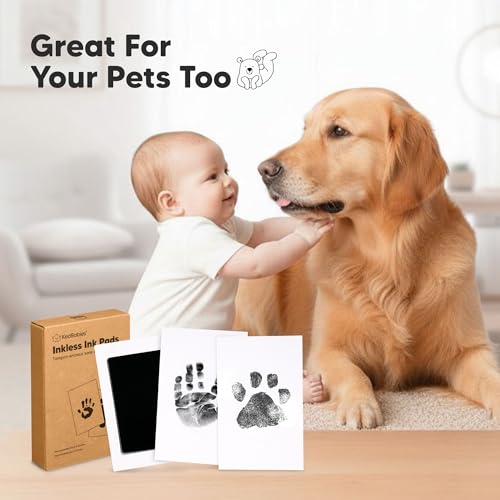 2pk Inkless Baby Hand and Footprint Kit, Mess Free Ink Pads (Jet Black, R) - color: Jet Black, size: 2-Pack, Regular 2.3" x 3.7"