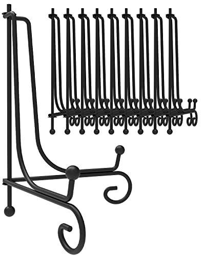Lzerking Iron Display Stand 10 Packs, 10 Inches Plate Stand for Display | Black Foldable Easel Stand Holder for Photo Frame, Artwork, Collection, Decorative Plate, Book, Office