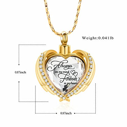 Imrsanl Cremation Jewelry Angel Wing Heart Urn Necklaces for Women - color: Customize