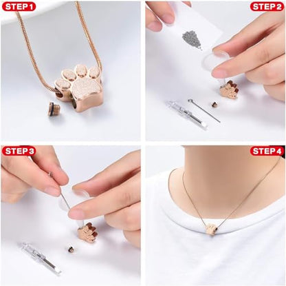 zeqingjw Pet Cremation Jewelry for Ashes Pendant Paw Print Pet Heart Urn Necklace Memorial Keepsake Jewelry for Pet/Dog's/Cat's Ashes - color: Paw-Rose Gold