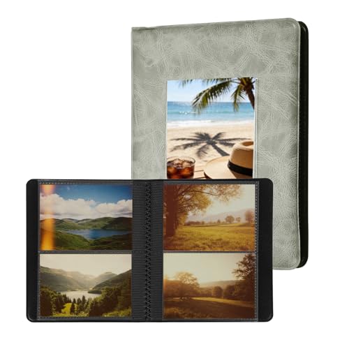 uxcell 64 Pockets Vintage Photo Album, 16 Pages Photocard Holder 5.8 x 4.5" Retro PU Leather Instant Camera Album Picture Book Organizer for Weddings Travel Family, Gray - color: Gray, size: 5.79 x 4.53 Inch（64 Pockets)
