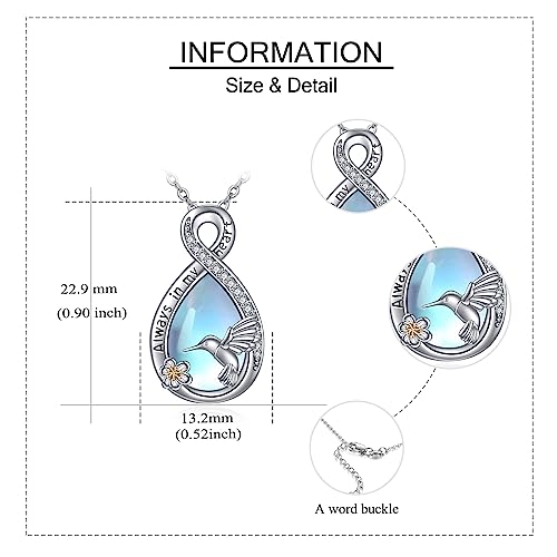 Urn Necklace for Ashes Blue opal Cremation Necklace Keepsake Memory Jewelry for Ashes of Loved Ones Keepsake - style: Hummingbird Moonstone