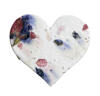 Of The Earth Handmade Paper - Wildflower Seed Paper Large Hearts - Recycled Flower Petals - Set of 24 (56s Pink & Purple Petal) - color: 56s Pink & Purple Petal