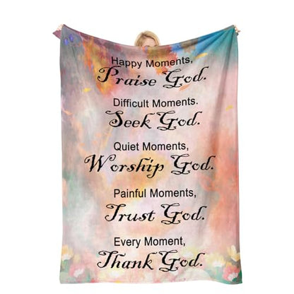 COMFAR Christian Multicolor Letter Print Throw Blanket, 50" x 60" - color: Bible1, size: 50" x 60"