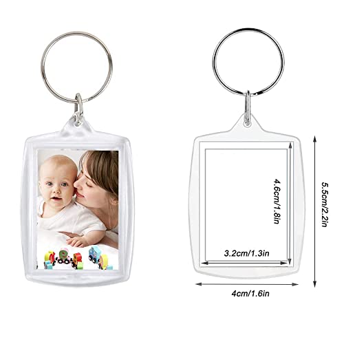 BetterJonny 20Pcs Acrylic Picture Keychain Blanks in Clear Acrylic Picture Frame Keyrings - color: Rectangle