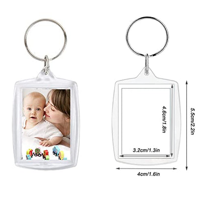 BetterJonny 20Pcs Acrylic Picture Keychain Blanks in Clear Acrylic Picture Frame Keyrings - color: Rectangle