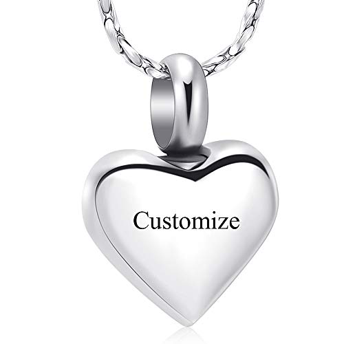 Imrsanl Small Heart Urn Necklace for Ashes Cremation Jewelry for Women Stainless Steel Pendant Memorial Ash Holder Loved Ones Keepsake - color: Customize