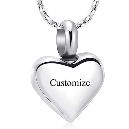 Imrsanl Small Heart Urn Necklace for Ashes Cremation Jewelry for Women Stainless Steel Pendant Memorial Ash Holder Loved Ones Keepsake - color: Customize