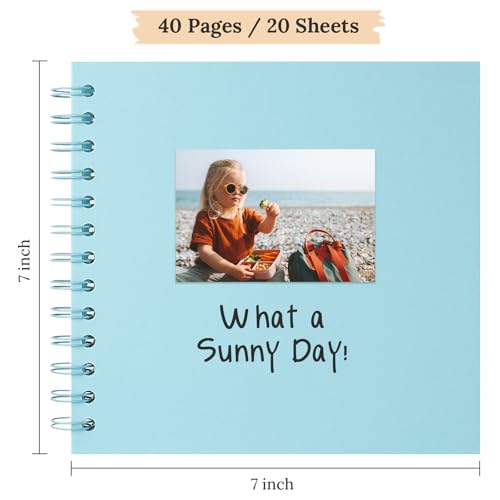 Scrapbook Photo Album 7"x7" 20 Sheets 40 Pages Hardcover Kraft Paper Khaki - color: Blue, size: 7"x7" 20 Sheets