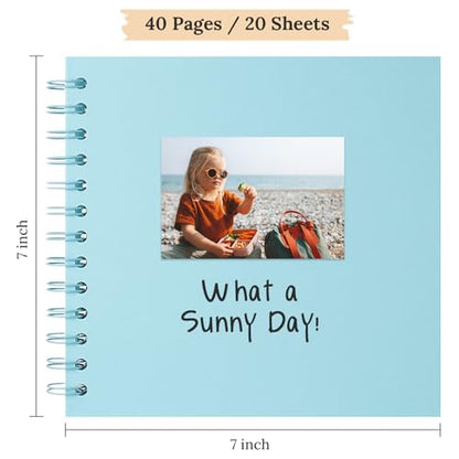 Scrapbook Photo Album 7"x7" 20 Sheets 40 Pages Hardcover Kraft Paper Khaki - color: Blue, size: 7"x7" 20 Sheets