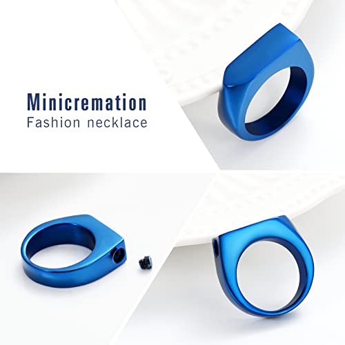 Minicremation Cremation Jewelry for Ashes Geometry Simple Style Memorial Urn Ring Ashes Holder with Fill Kit Keepsake Cremation Ring for Men - color: Blue