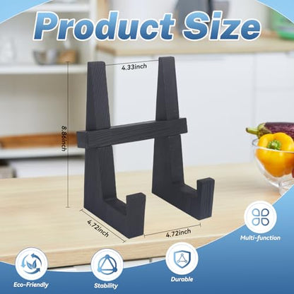 DEBETOOL 8.8 Inch Wooden Plate Stand, Solid Wood Tabletop Picture Holder