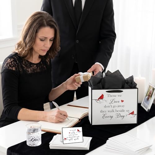 Cardinal Sympathy Gift Bag for Loss of Loved One Memorial Wrapping Paper Bag with Tissue Paper Sympathy Card Those We Love Don't Go Away Bag for Funeral Loss of Dog Pet Mom Dad Husband Bereavement - color: Cardinal