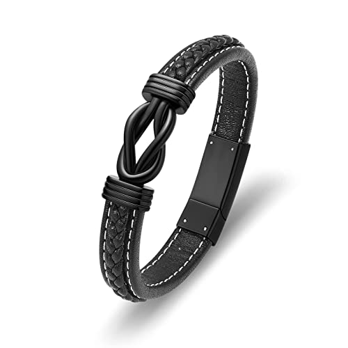 Hearbeingt Cremation Jewelry Urn Bracelet for Ashes Genuine Leather Cremation Bracelet Keepsake Urn Bangle for Ashes for Men for Women - color: Bangle-Black22cm