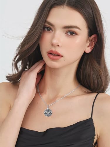 TOUPOP Tree of Life Urn Necklace for Ashes 925 Sterling Silver Cremation Jewelry Memorial Gifts Keepsake Jewelry with Funnel Filler for Women - style: 7-Butterfly