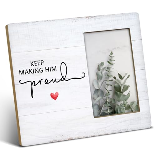 NGAEAK Memorial Gifts for Loss of Dad, Keep Making Him Proud Wood Picture Frame Keepsake Sympathy Gifts for Loss of Loved One, Bereavement Gift Idea, Display Photo 4 X 6 Inch